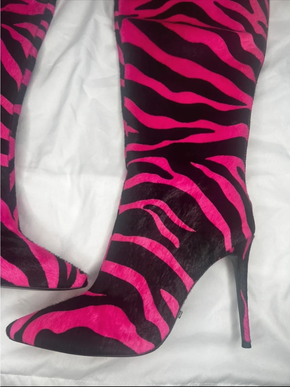 Zebra Pink & Black IAMJENNIFERLE thigh high boots otk 37 New